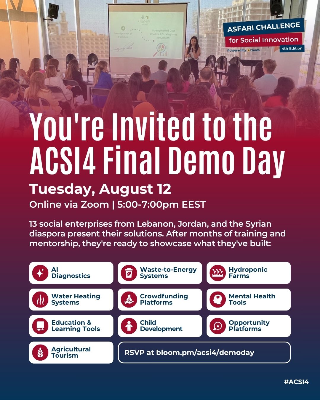 ACSI4 to Showcase 13 Startups from Lebanon, Jordan, and Palestine at Final Demo Day