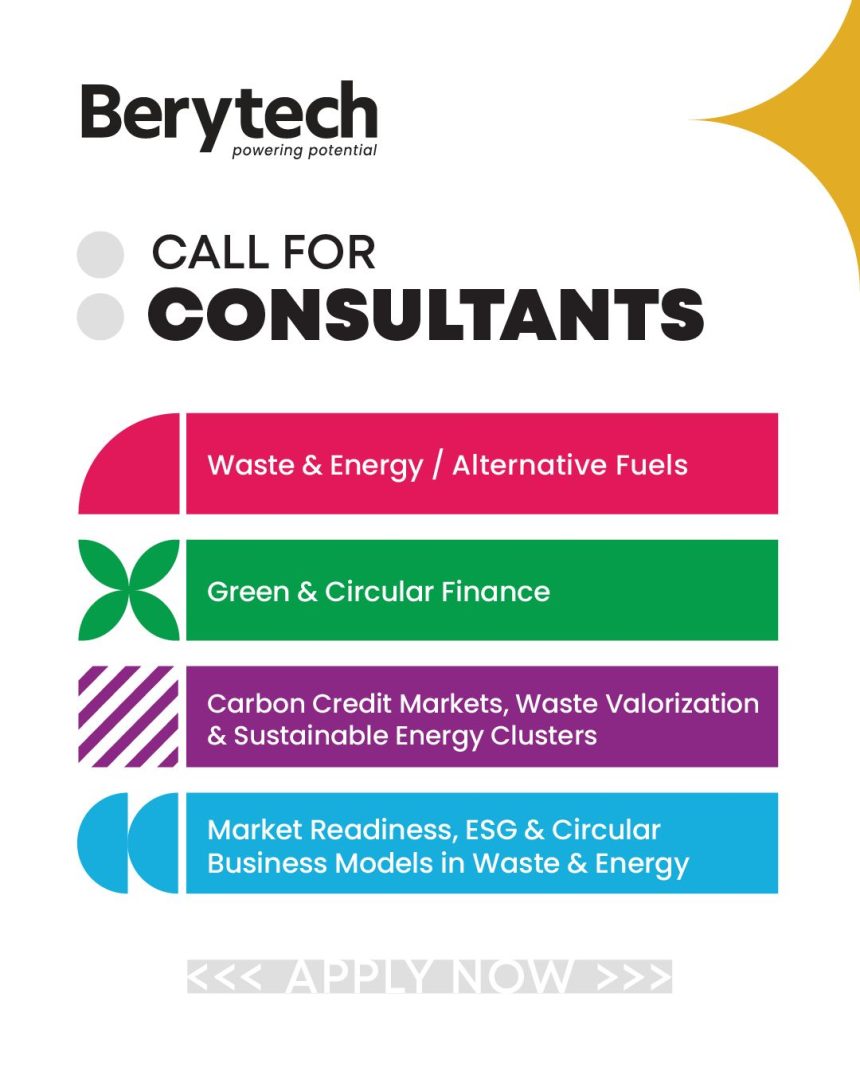 Berytech Opens Call for Consultants in Waste, Energy and Green Finance in Lebanon