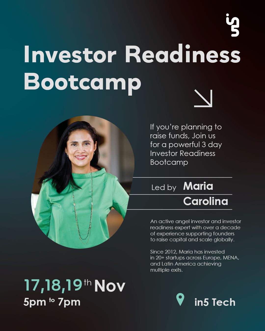 Register For In5 Tech’s 3-Day Investor Readiness Bootcamp