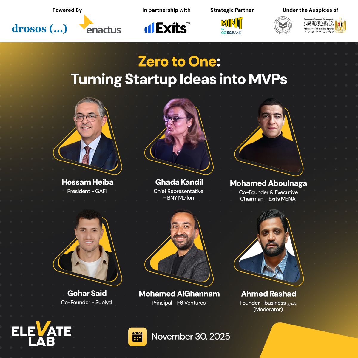 Elevate Lab Hosts Zero To One Panel Featuring GAFI, BNY Mellon, And Exits MENA Executives