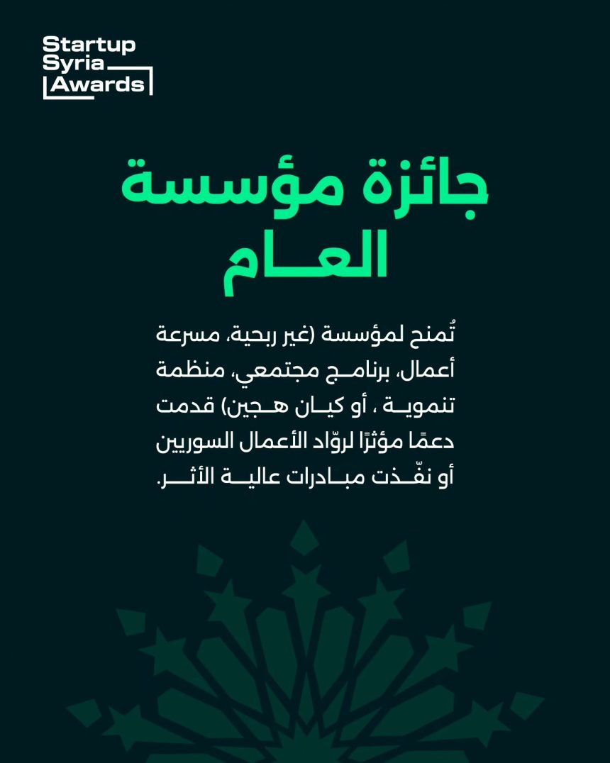 Nominate Now for the Startup Syria Awards