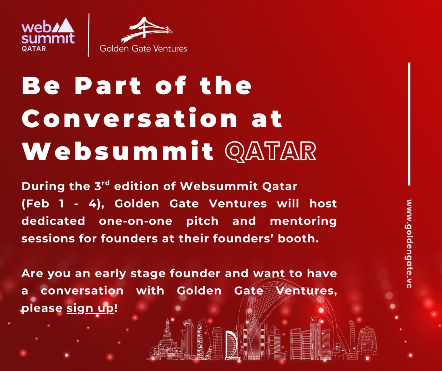 Book A 1-on-1 Mentoring Session With Golden Gate Ventures At Web Summit Qatar