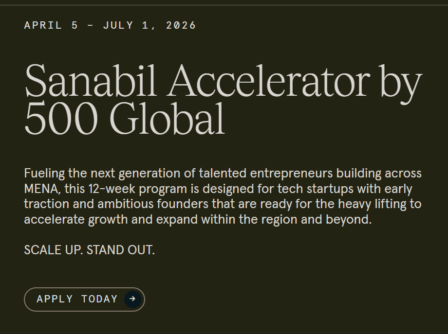 Apply Now For The Sanabil Accelerator By 500 Global For MENA Startups