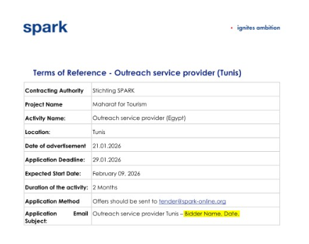 Service Providers in Tunisia Invited to Support Maharat for Tourism Program