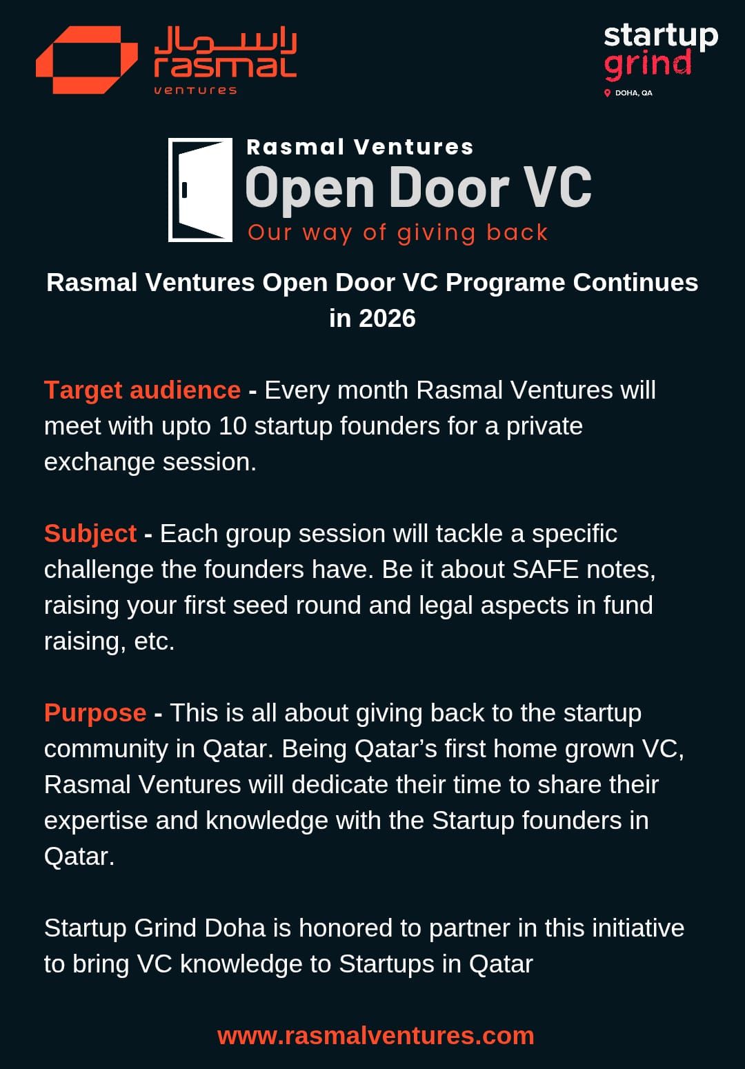 Join Rasmal Ventures For The Structuring A Seed Round Open Door VC Session