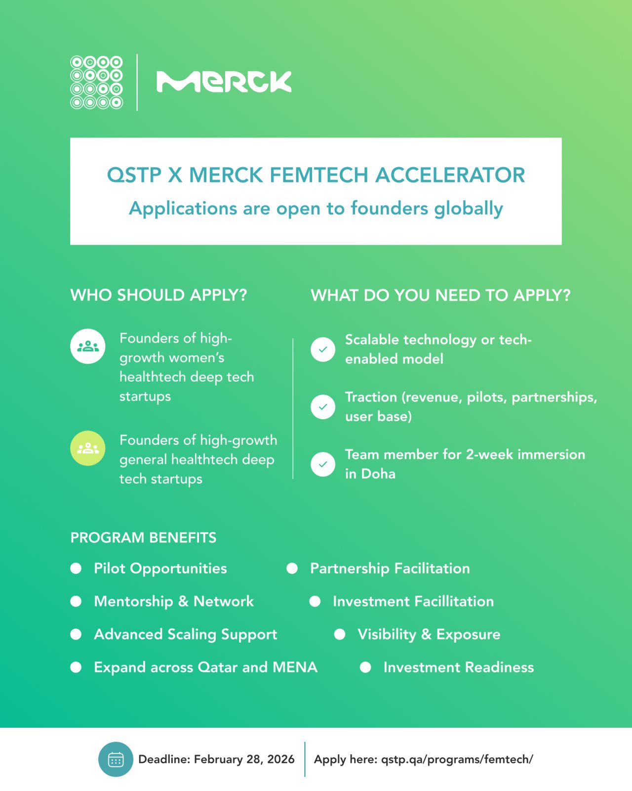 Apply Now For The QSTP X Merck FemTech Accelerator