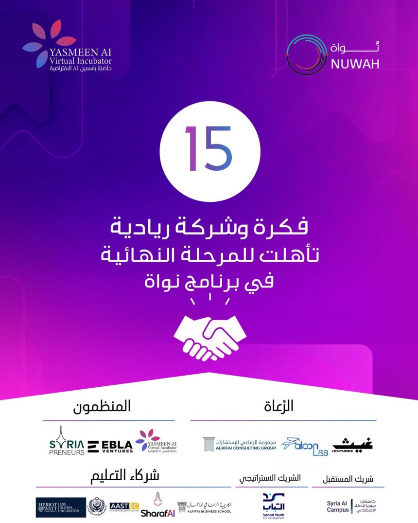 Yasmeen AI Selects 15 Startups For Nawah Incubation Program
