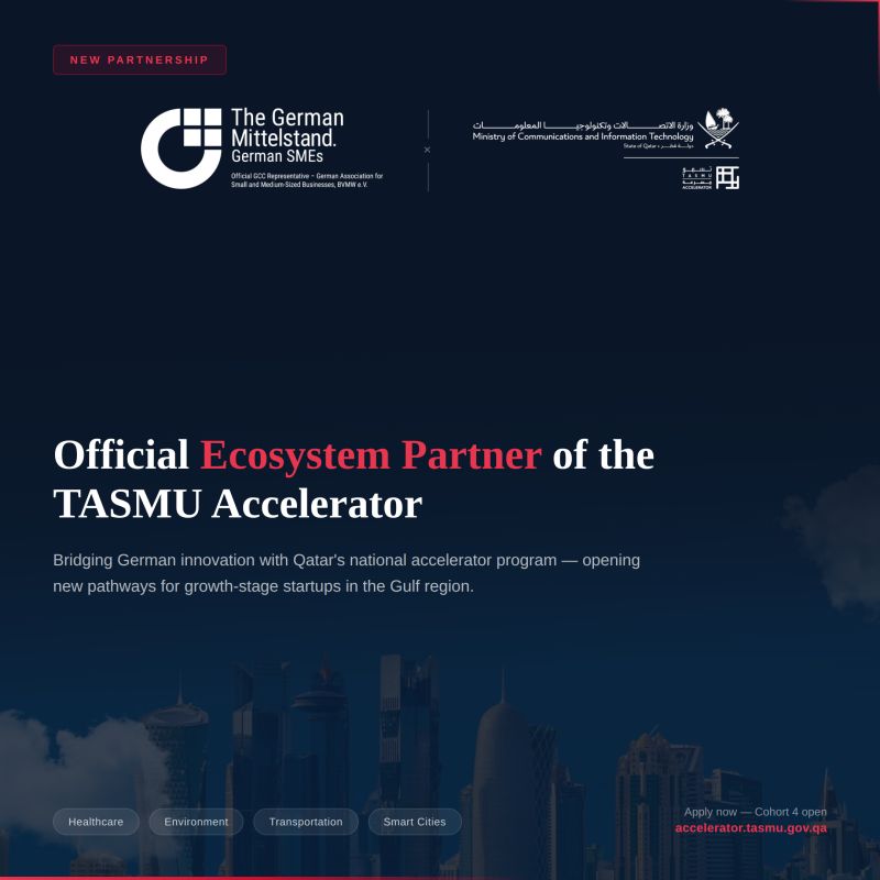 Qatar’s TASMU Accelerator Partners With German Mittelstand GCC Office To Bridge International Tech Talent
